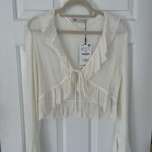 Zara Women's Long Sleeve Tie Top